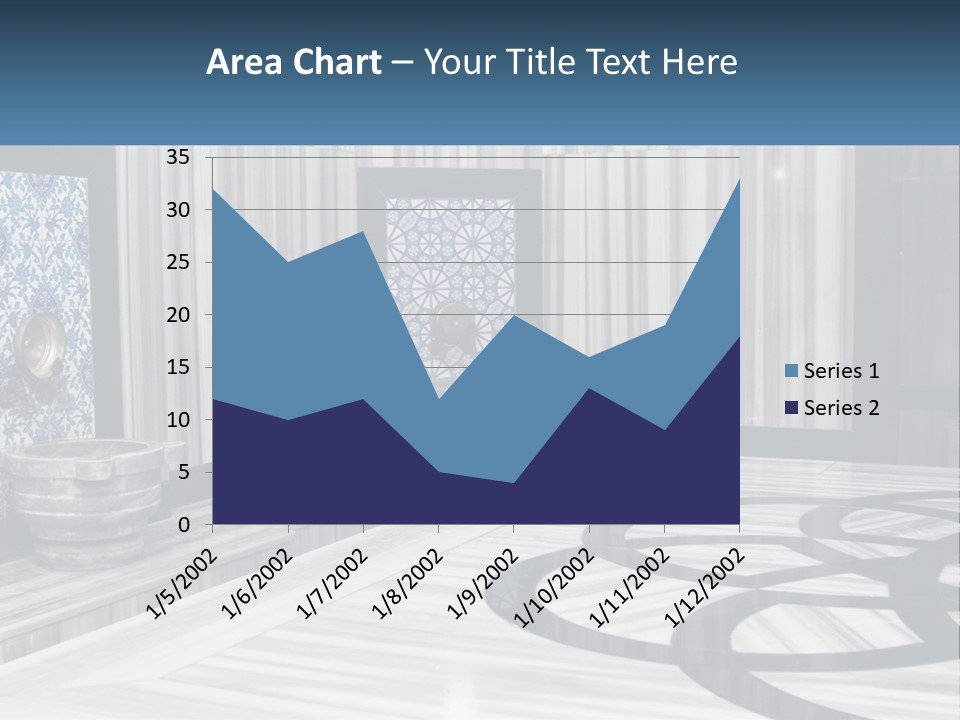 A Large Room With A Blue And White Wall PowerPoint Template