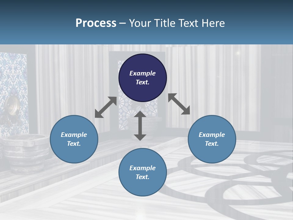 A Large Room With A Blue And White Wall PowerPoint Template