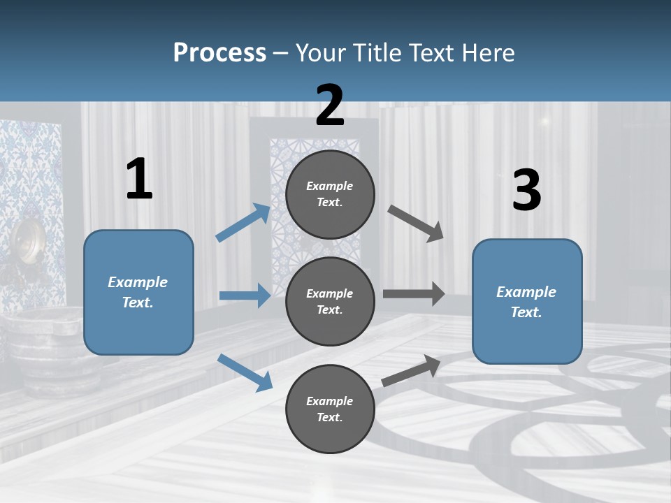 A Large Room With A Blue And White Wall PowerPoint Template