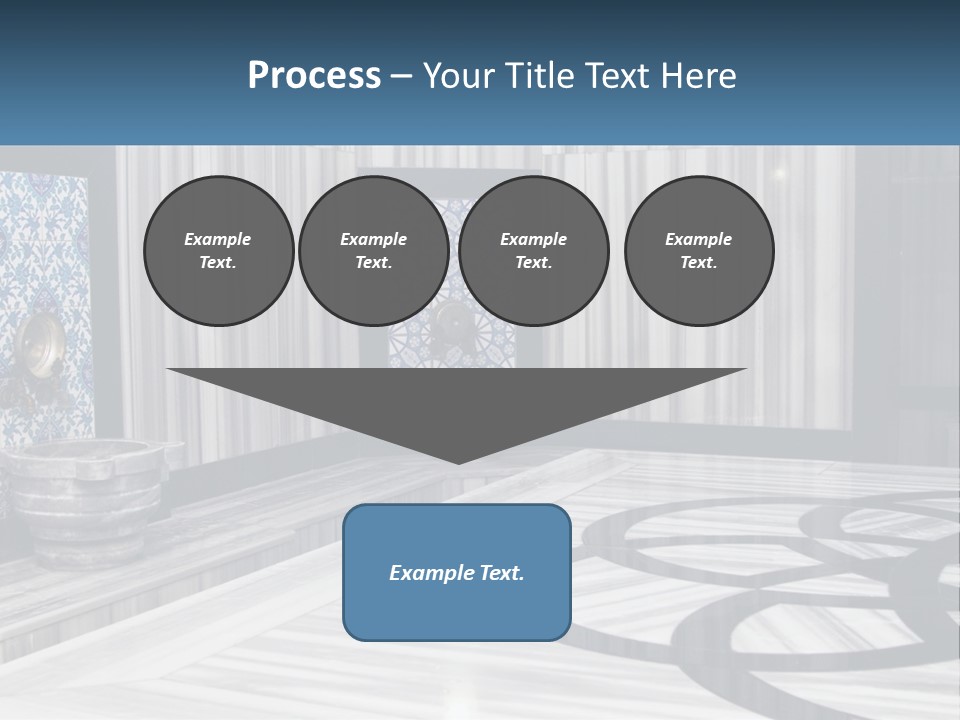 A Large Room With A Blue And White Wall PowerPoint Template