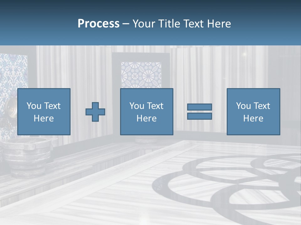 A Large Room With A Blue And White Wall PowerPoint Template
