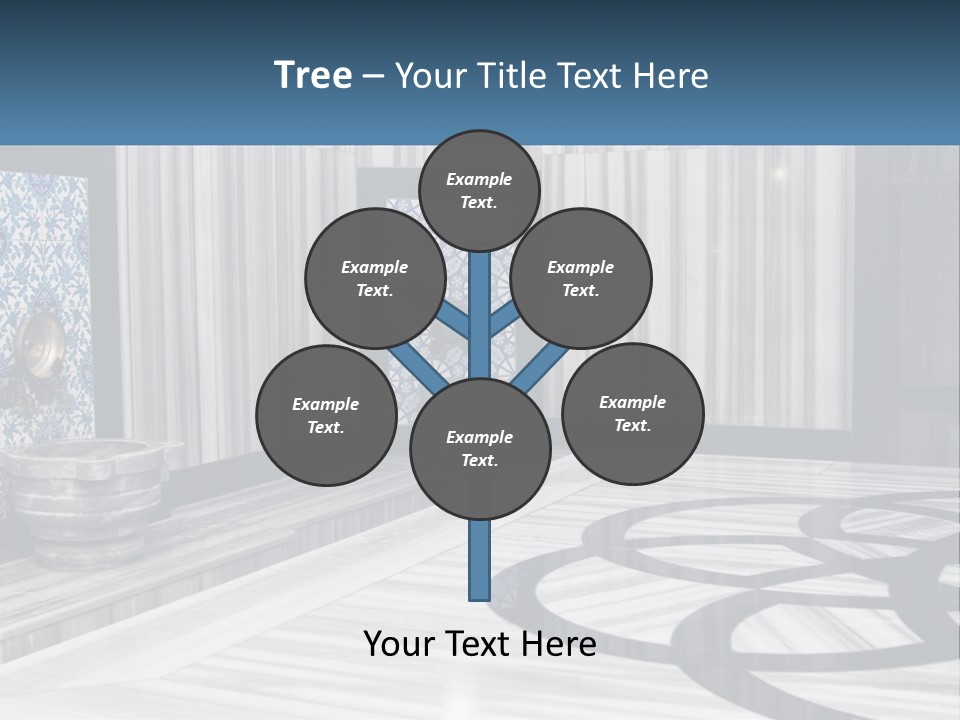 A Large Room With A Blue And White Wall PowerPoint Template