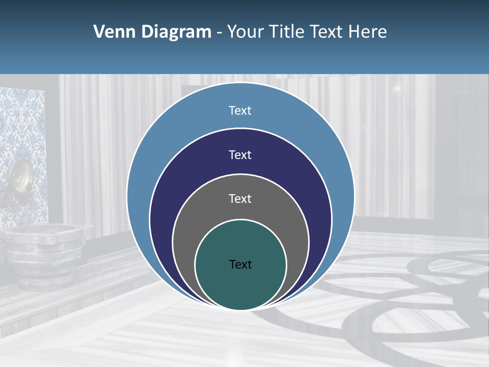 A Large Room With A Blue And White Wall PowerPoint Template