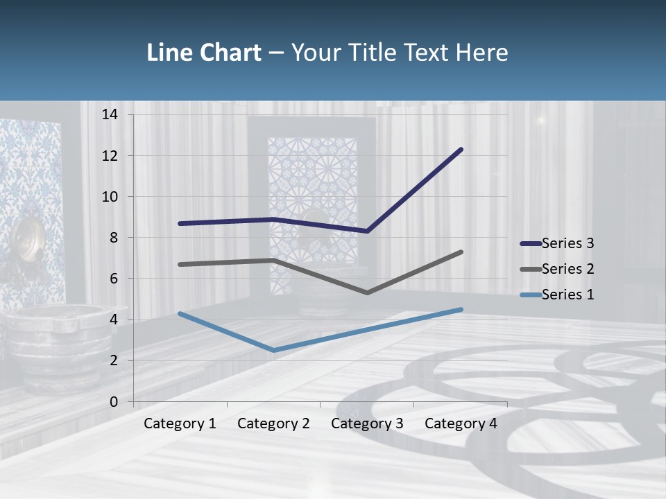 A Large Room With A Blue And White Wall PowerPoint Template