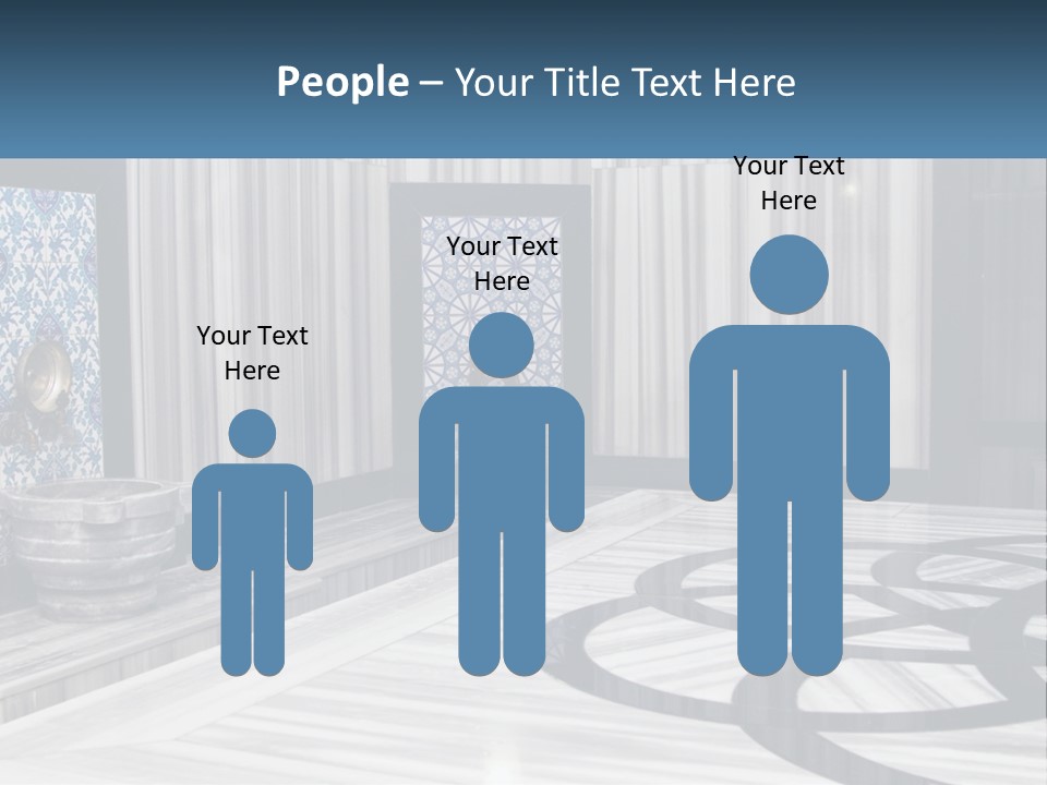 A Large Room With A Blue And White Wall PowerPoint Template