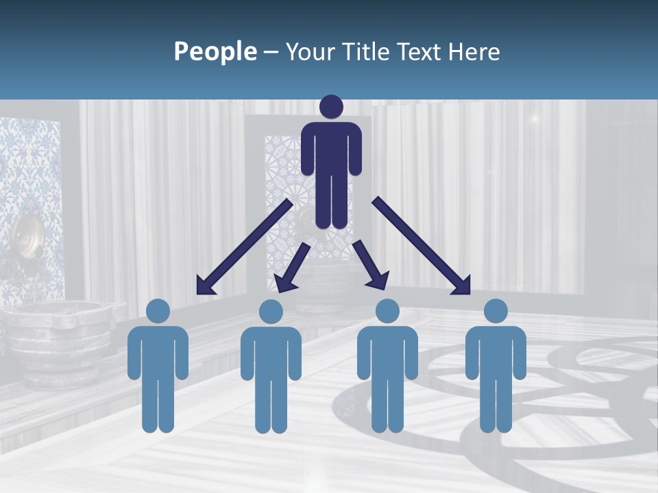 A Large Room With A Blue And White Wall PowerPoint Template