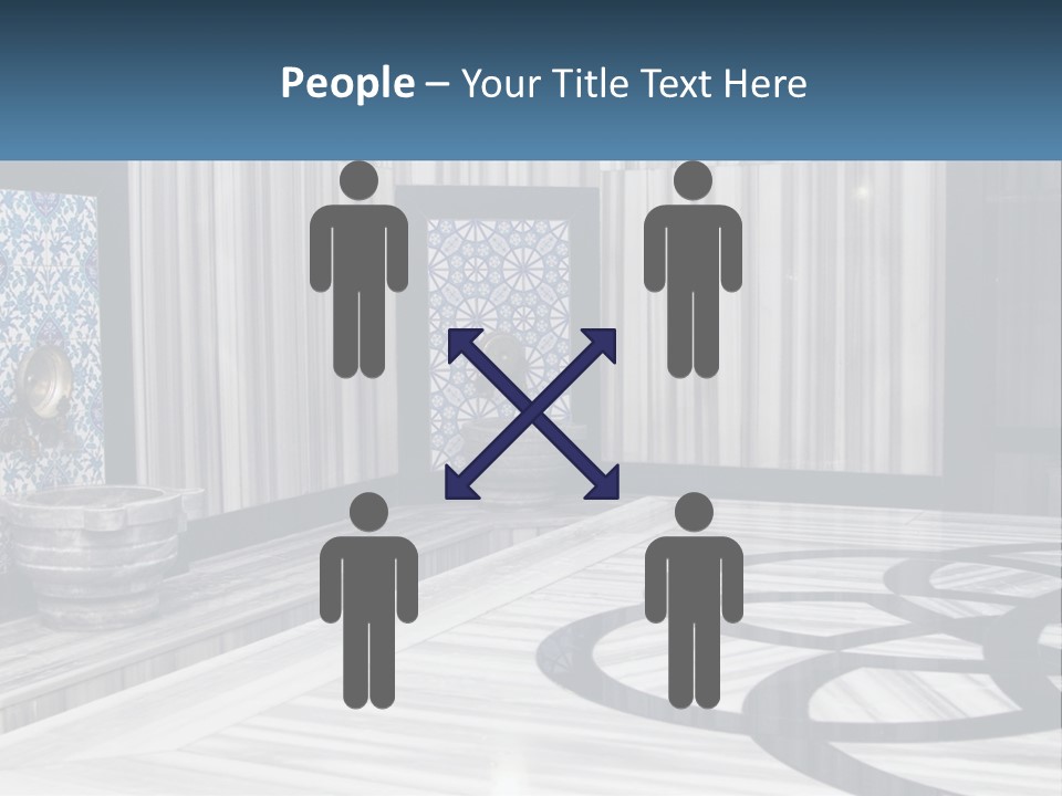 A Large Room With A Blue And White Wall PowerPoint Template