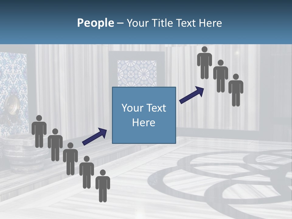 A Large Room With A Blue And White Wall PowerPoint Template