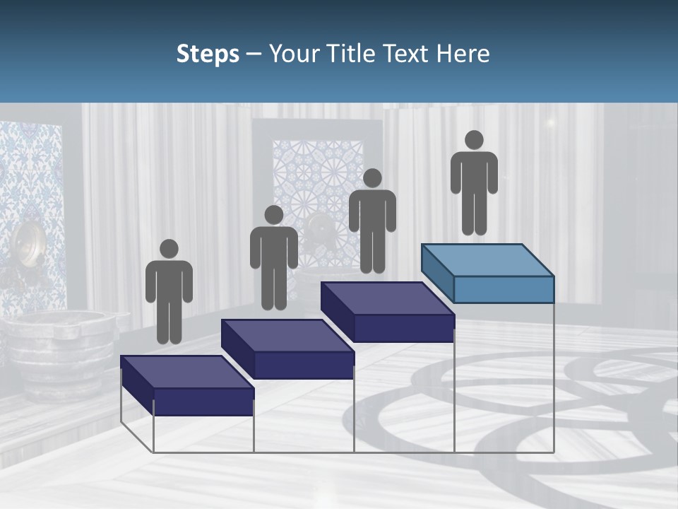 A Large Room With A Blue And White Wall PowerPoint Template