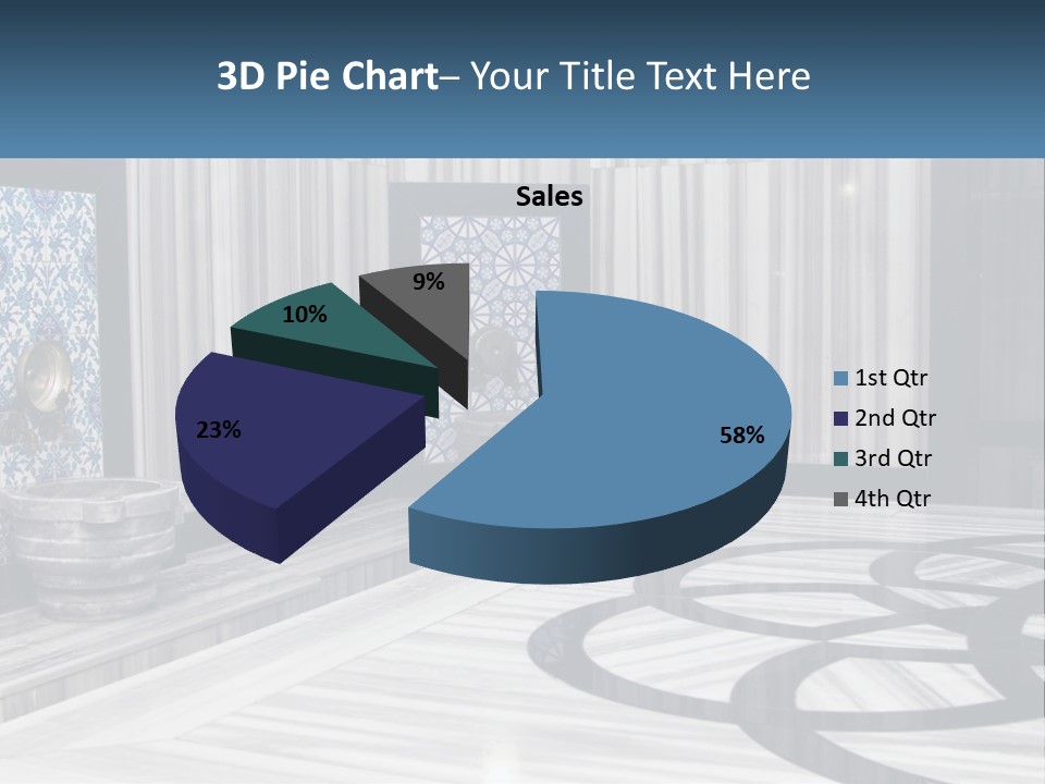 A Large Room With A Blue And White Wall PowerPoint Template