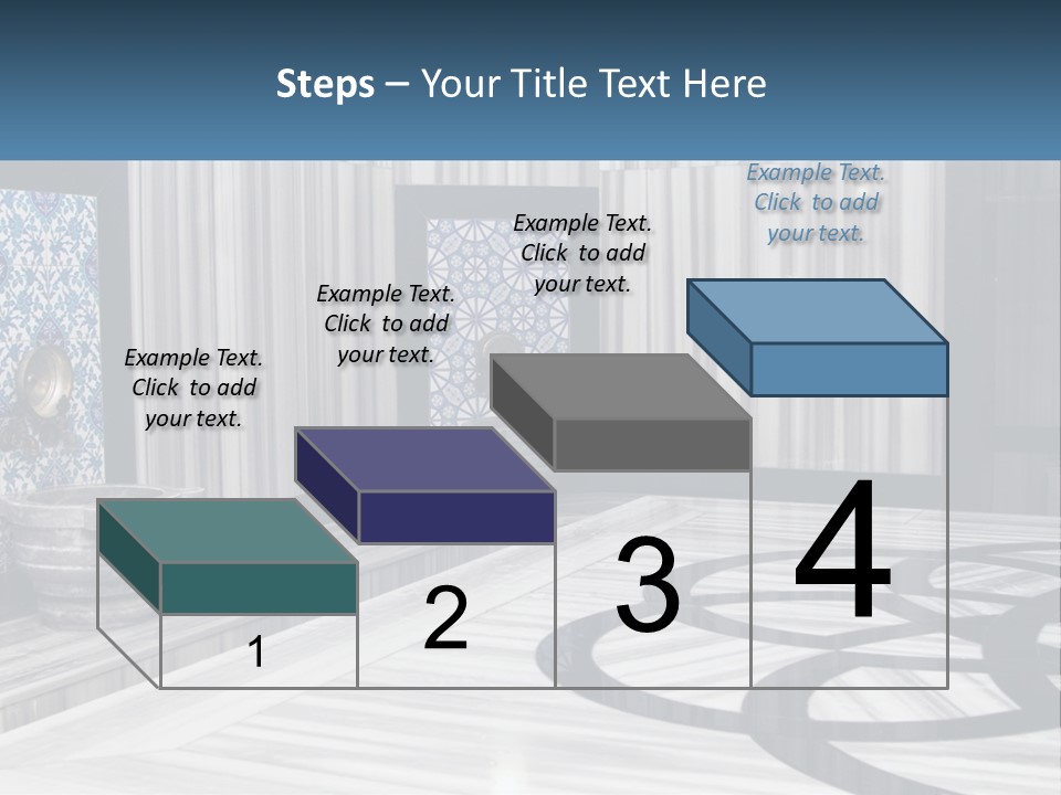 A Large Room With A Blue And White Wall PowerPoint Template