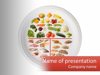 A White Plate With Different Types Of Food On It PowerPoint Template