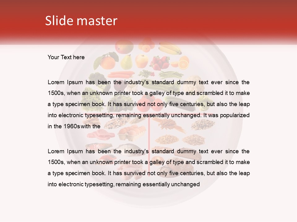 A White Plate With Different Types Of Food On It PowerPoint Template