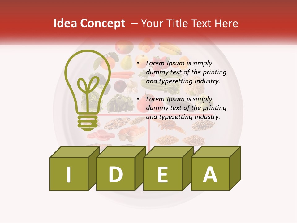 A White Plate With Different Types Of Food On It PowerPoint Template