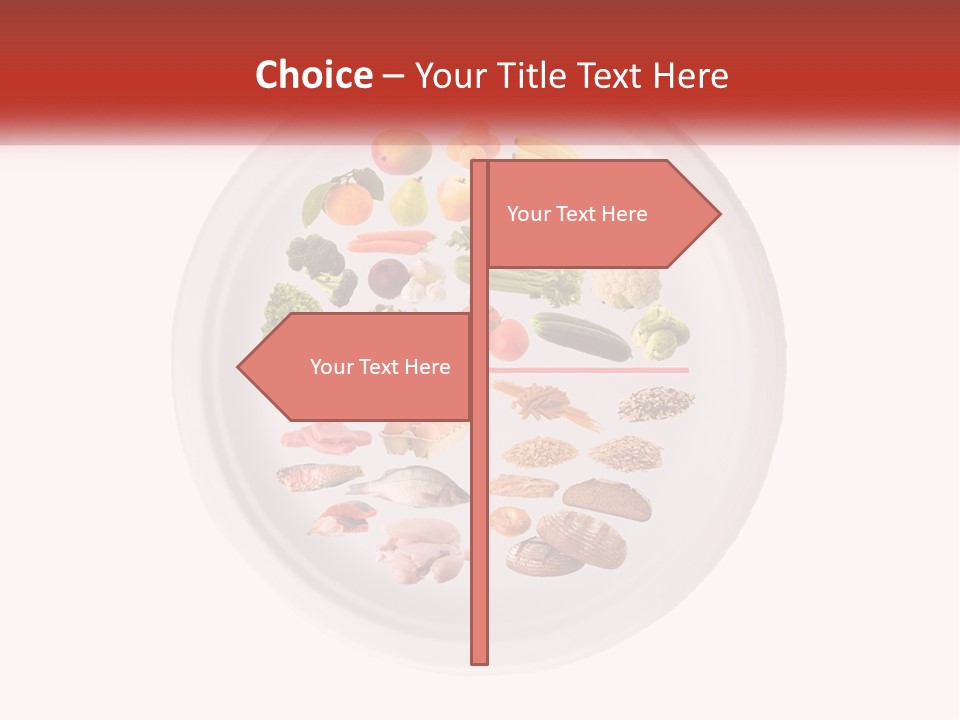 A White Plate With Different Types Of Food On It PowerPoint Template