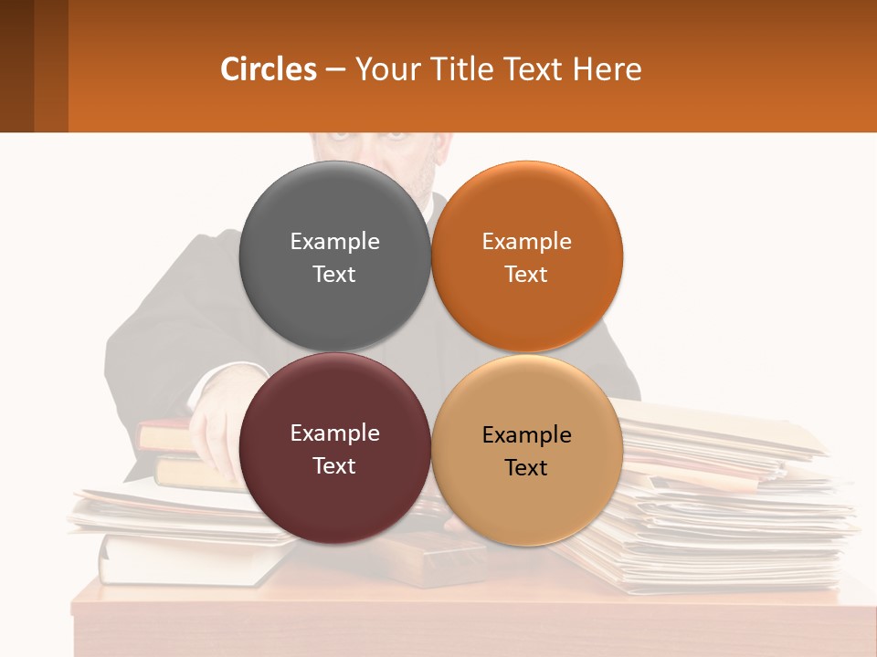 A Judge Sitting At A Desk With A Stack Of Books PowerPoint Template