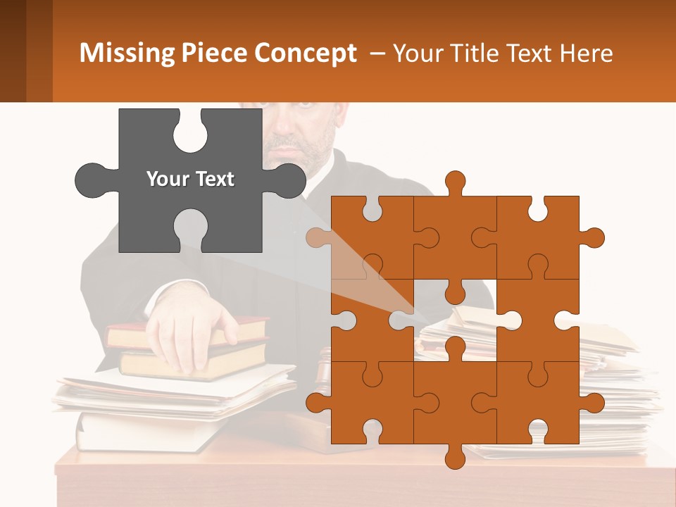 A Judge Sitting At A Desk With A Stack Of Books PowerPoint Template