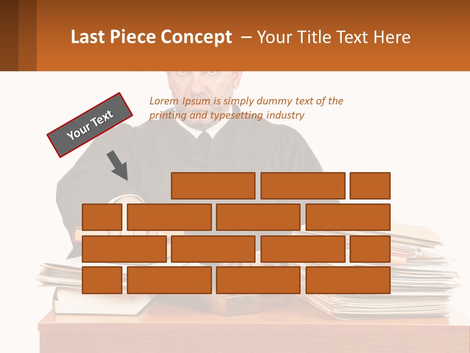 A Judge Sitting At A Desk With A Stack Of Books PowerPoint Template