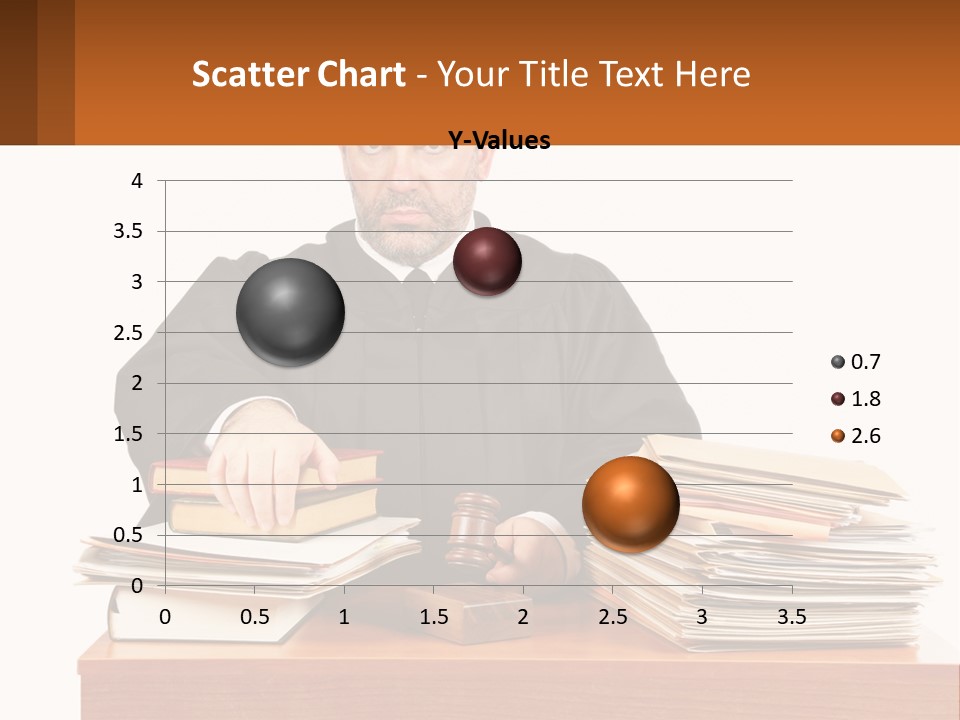A Judge Sitting At A Desk With A Stack Of Books PowerPoint Template