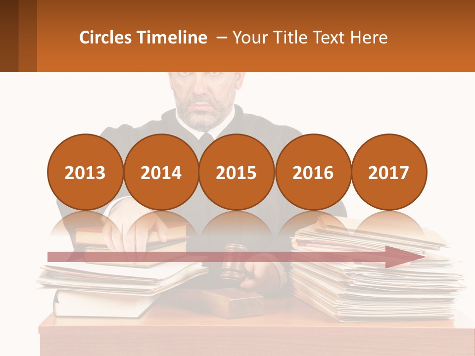 A Judge Sitting At A Desk With A Stack Of Books PowerPoint Template