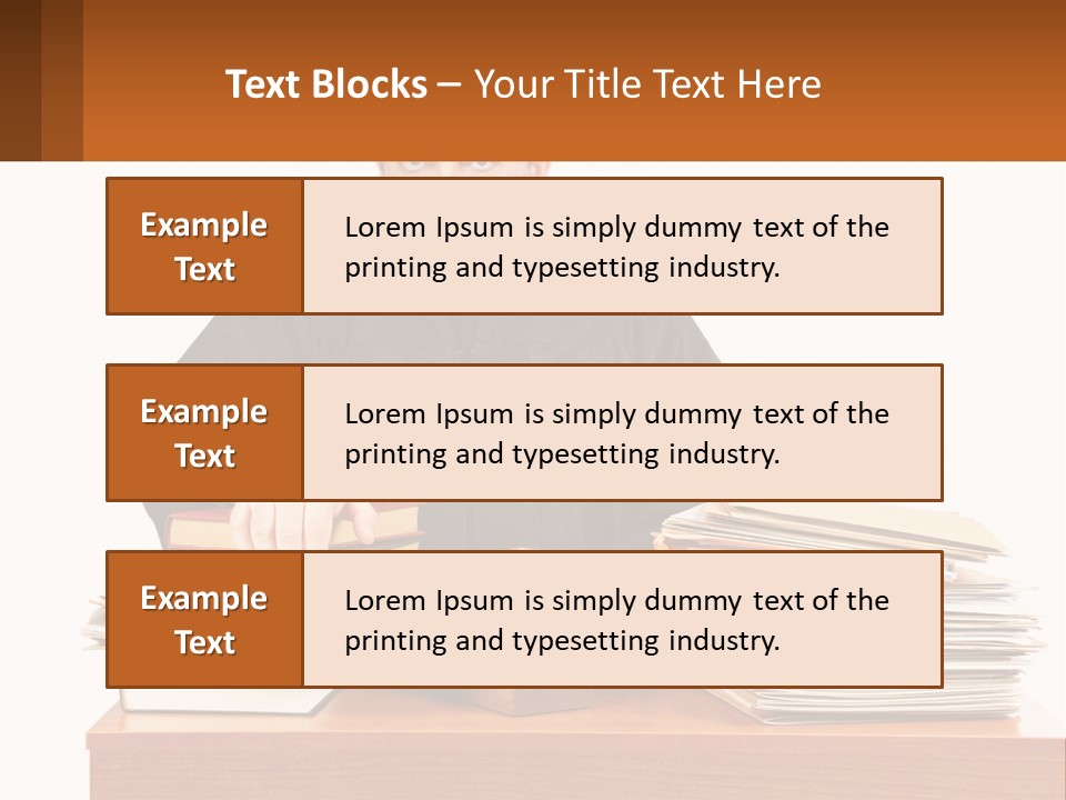 A Judge Sitting At A Desk With A Stack Of Books PowerPoint Template