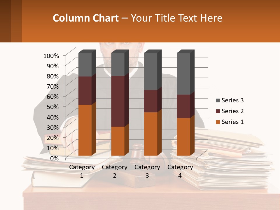 A Judge Sitting At A Desk With A Stack Of Books PowerPoint Template