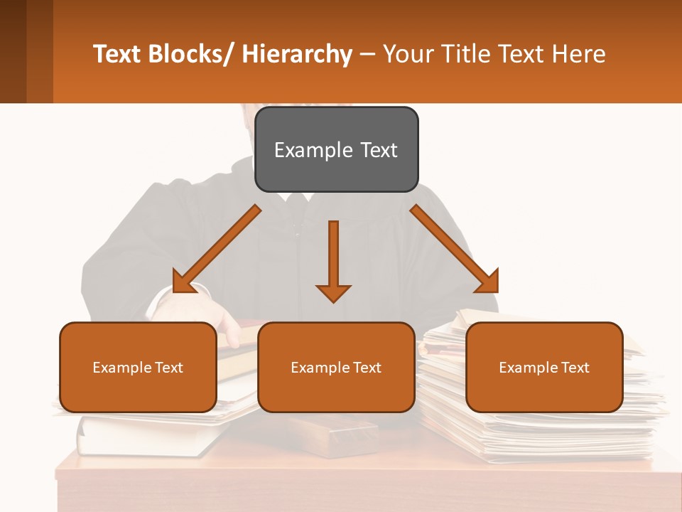 A Judge Sitting At A Desk With A Stack Of Books PowerPoint Template
