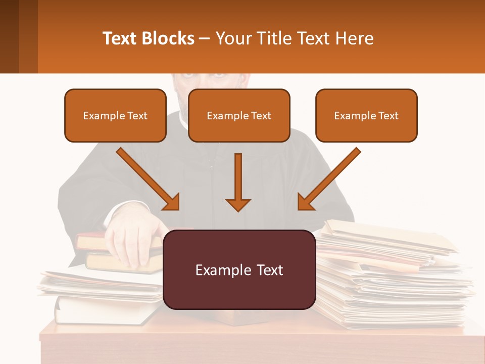 A Judge Sitting At A Desk With A Stack Of Books PowerPoint Template