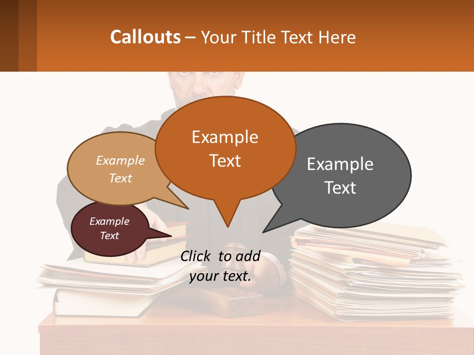 A Judge Sitting At A Desk With A Stack Of Books PowerPoint Template