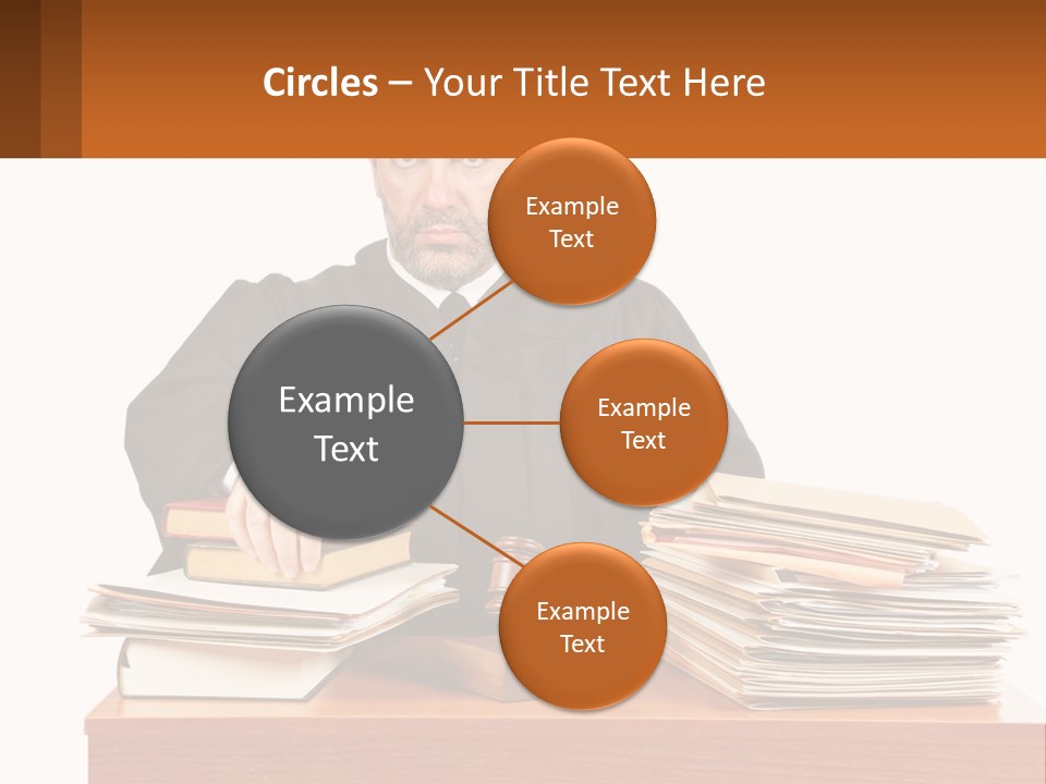 A Judge Sitting At A Desk With A Stack Of Books PowerPoint Template