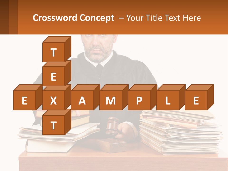 A Judge Sitting At A Desk With A Stack Of Books PowerPoint Template