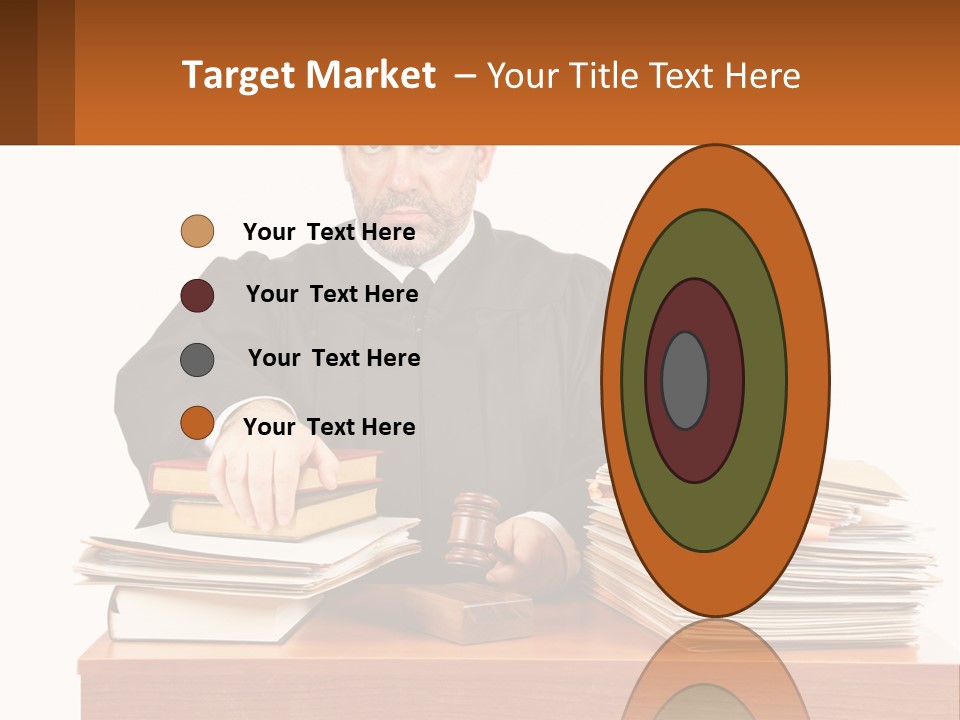 A Judge Sitting At A Desk With A Stack Of Books PowerPoint Template