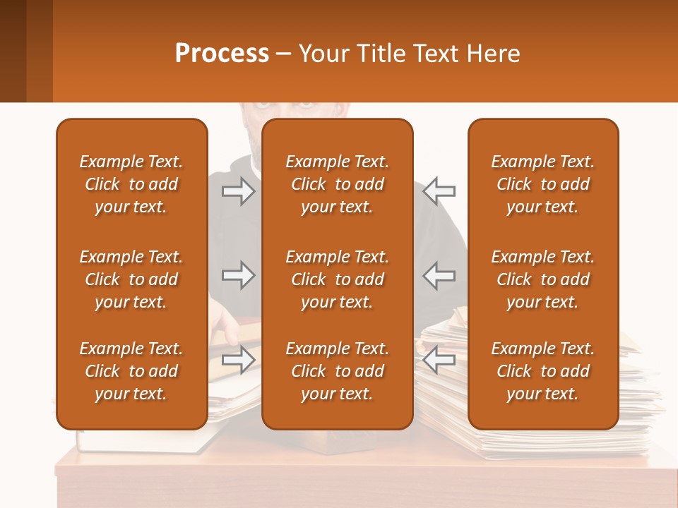 A Judge Sitting At A Desk With A Stack Of Books PowerPoint Template