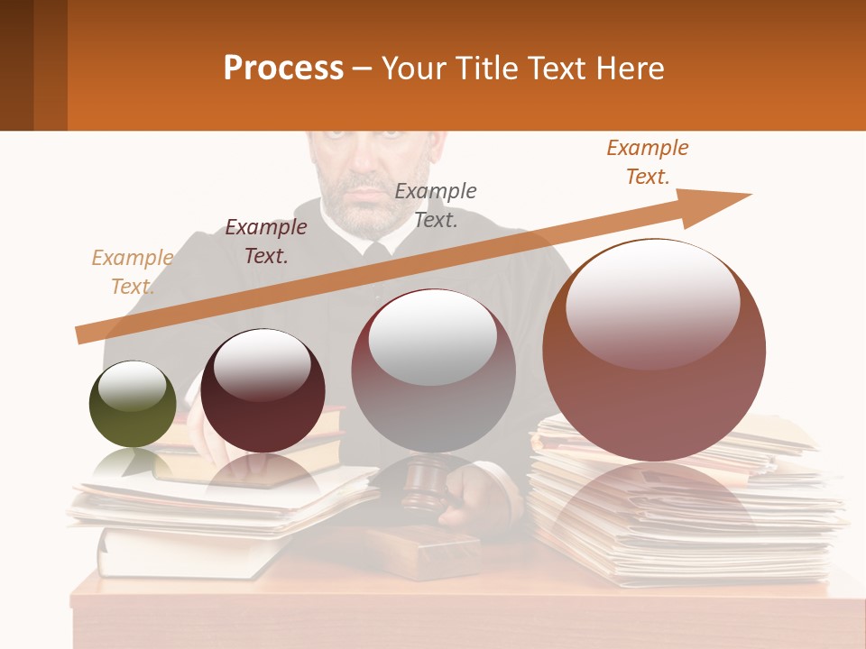 A Judge Sitting At A Desk With A Stack Of Books PowerPoint Template