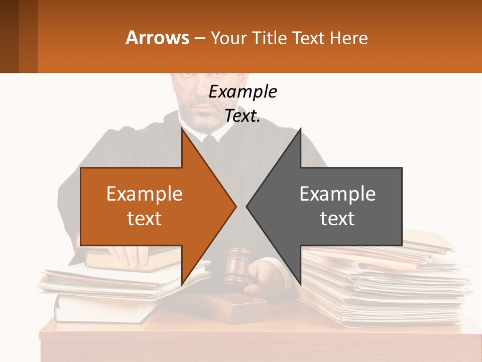 A Judge Sitting At A Desk With A Stack Of Books PowerPoint Template