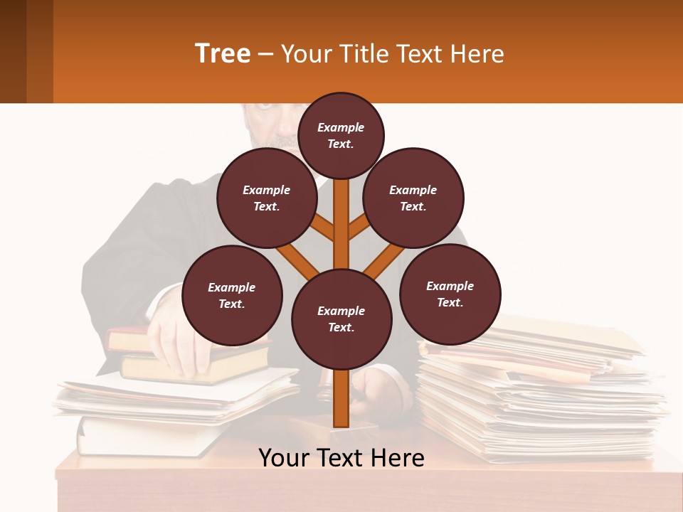 A Judge Sitting At A Desk With A Stack Of Books PowerPoint Template