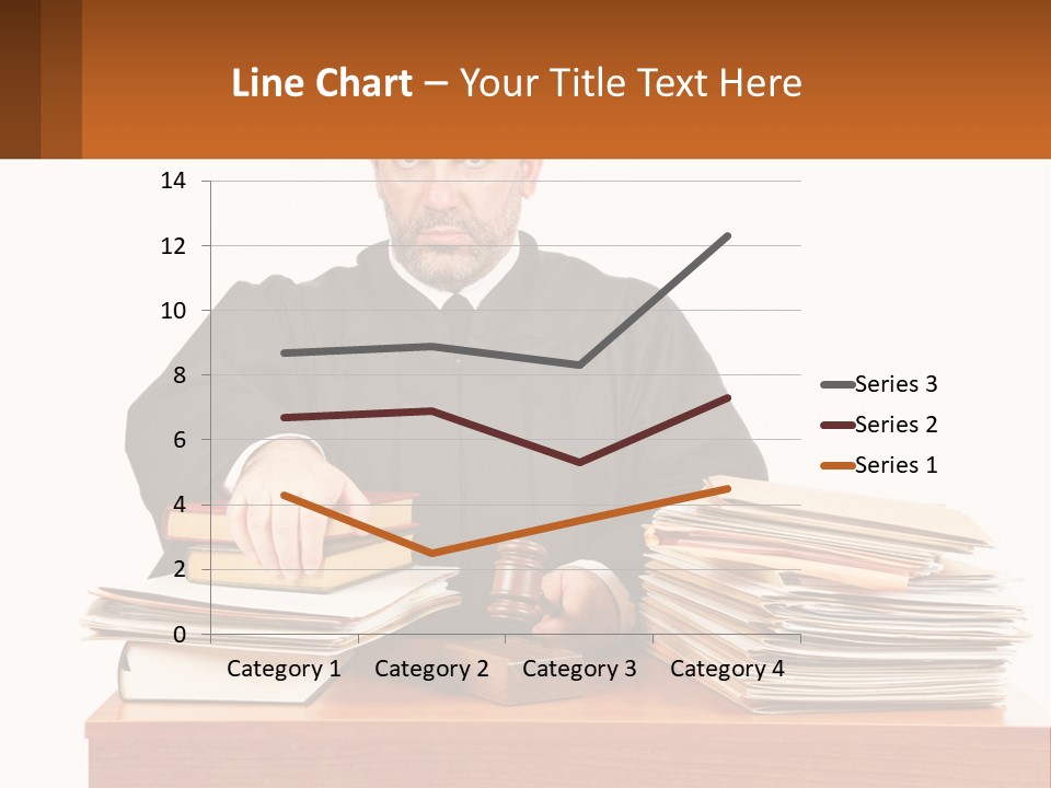 A Judge Sitting At A Desk With A Stack Of Books PowerPoint Template
