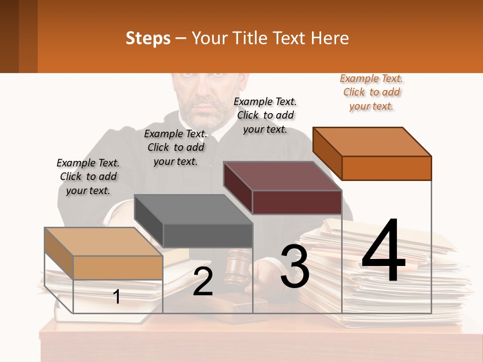 A Judge Sitting At A Desk With A Stack Of Books PowerPoint Template