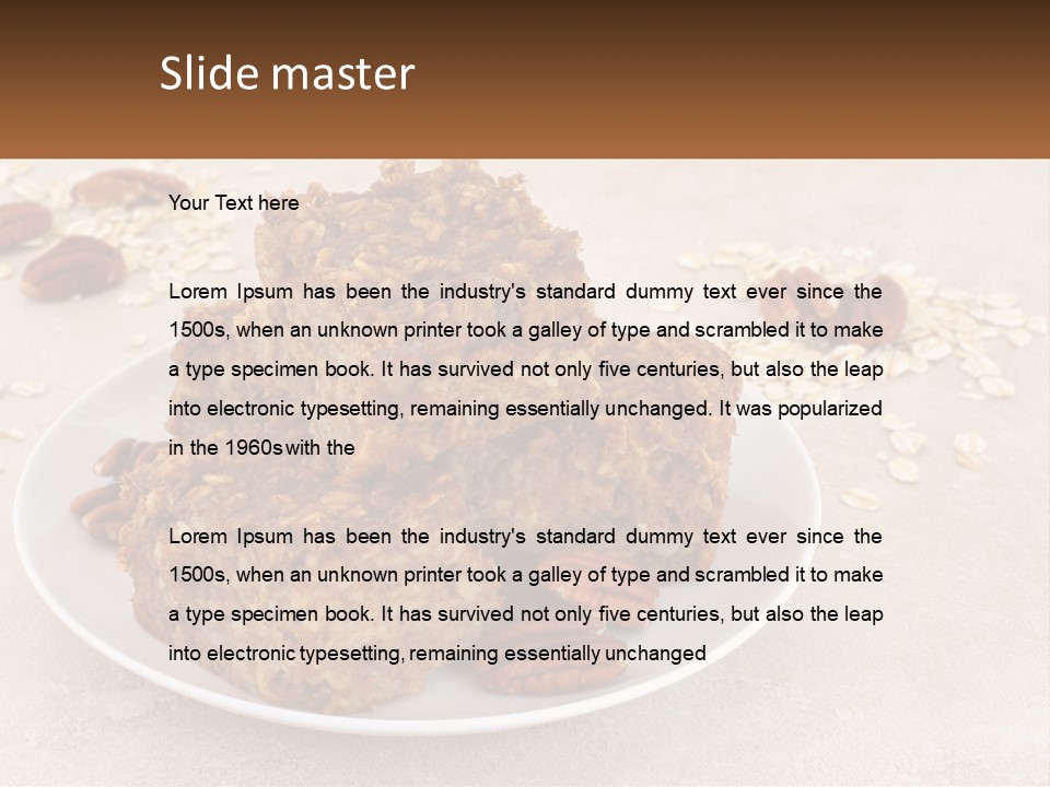 A White Plate Topped With Three Pieces Of Granola PowerPoint Template