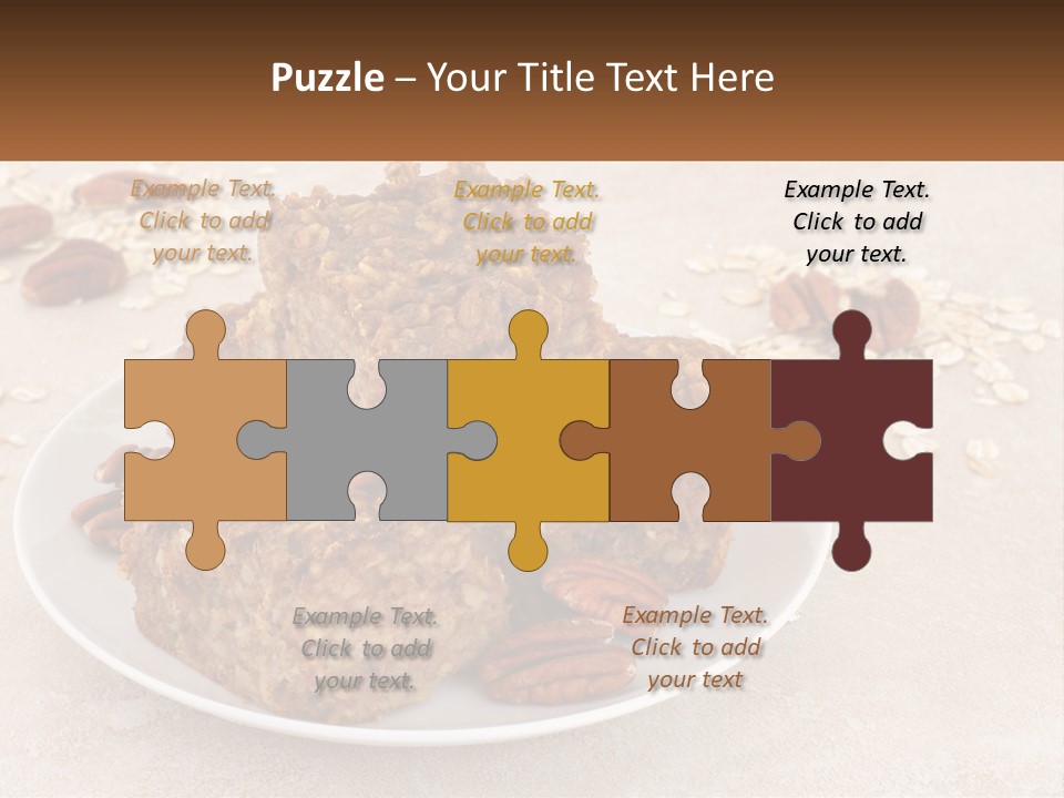 A White Plate Topped With Three Pieces Of Granola PowerPoint Template