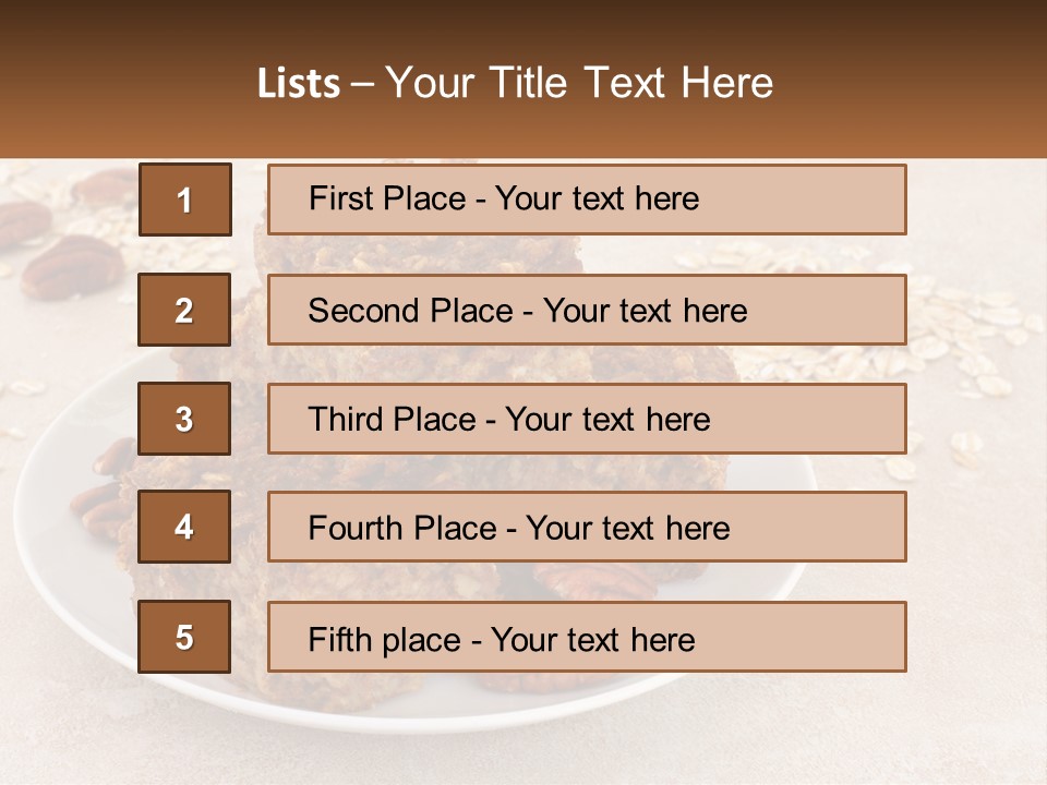 A White Plate Topped With Three Pieces Of Granola PowerPoint Template
