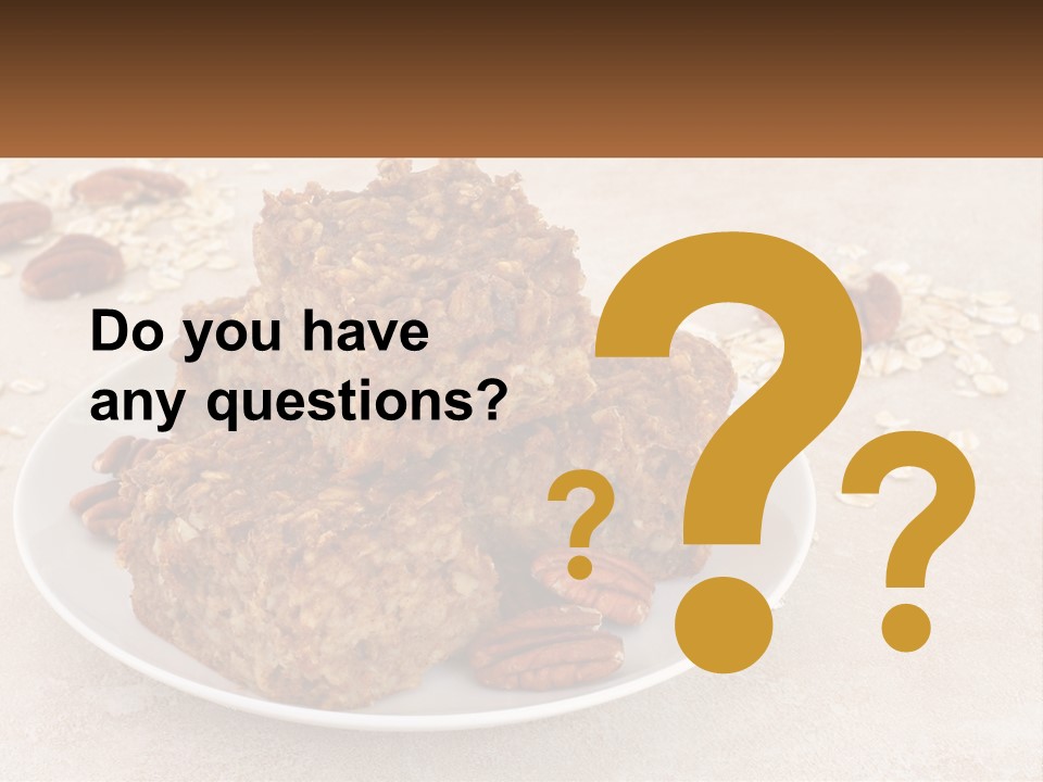 A White Plate Topped With Three Pieces Of Granola PowerPoint Template