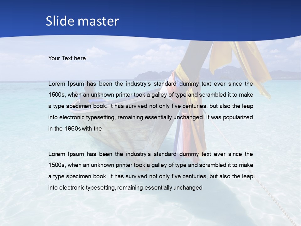 A Boat In The Water With A Blue Sky In The Background PowerPoint Template