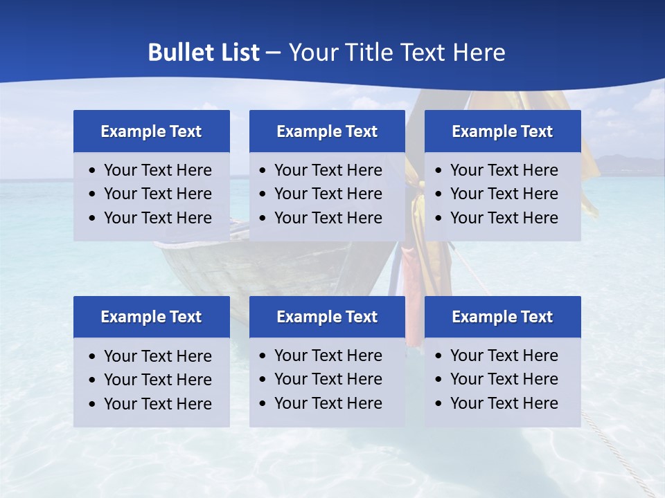 A Boat In The Water With A Blue Sky In The Background PowerPoint Template