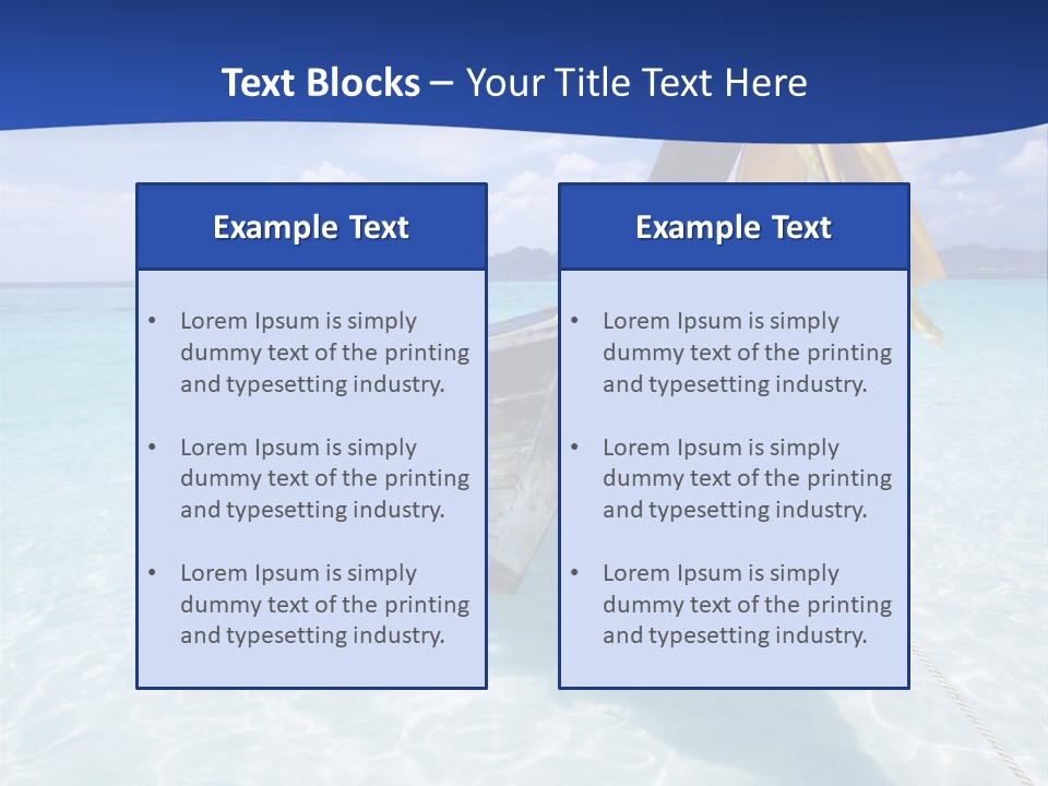 A Boat In The Water With A Blue Sky In The Background PowerPoint Template