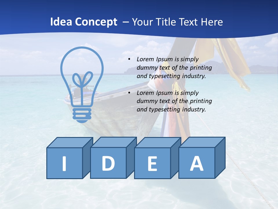A Boat In The Water With A Blue Sky In The Background PowerPoint Template
