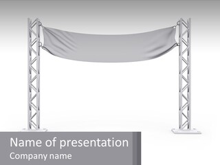 A White Stage With A Gray Banner On It PowerPoint Template