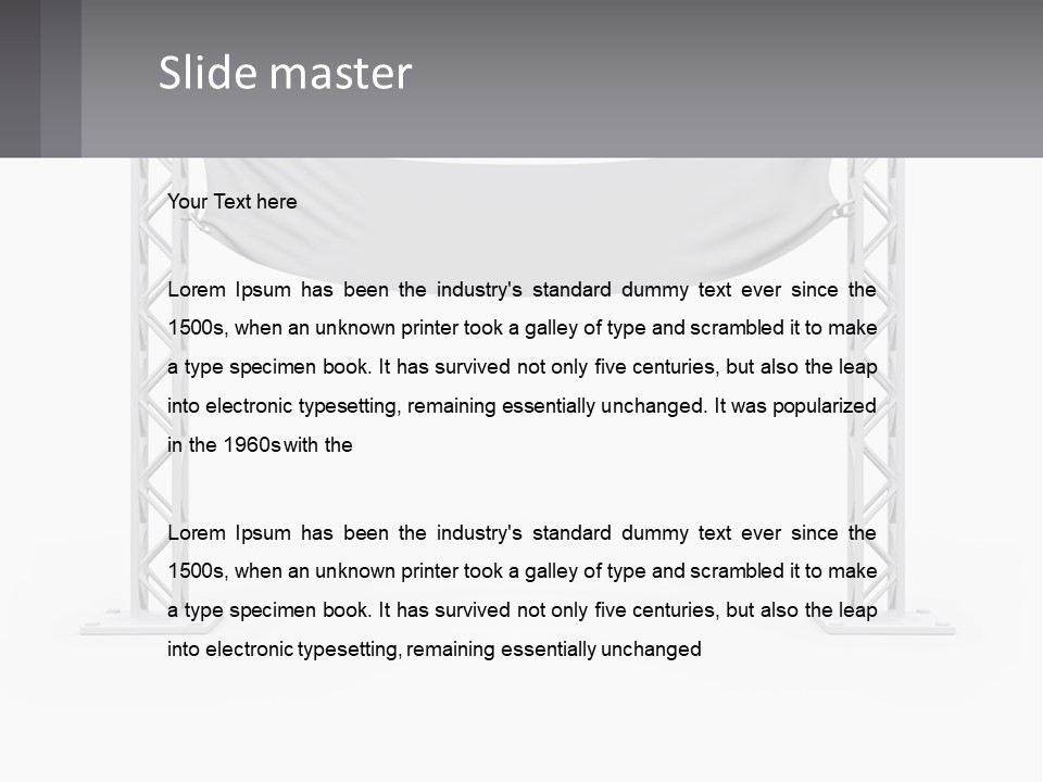 A White Stage With A Gray Banner On It PowerPoint Template