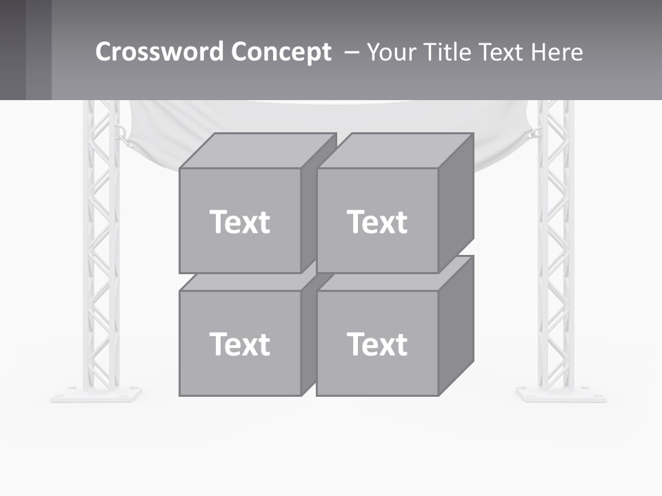 A White Stage With A Gray Banner On It PowerPoint Template