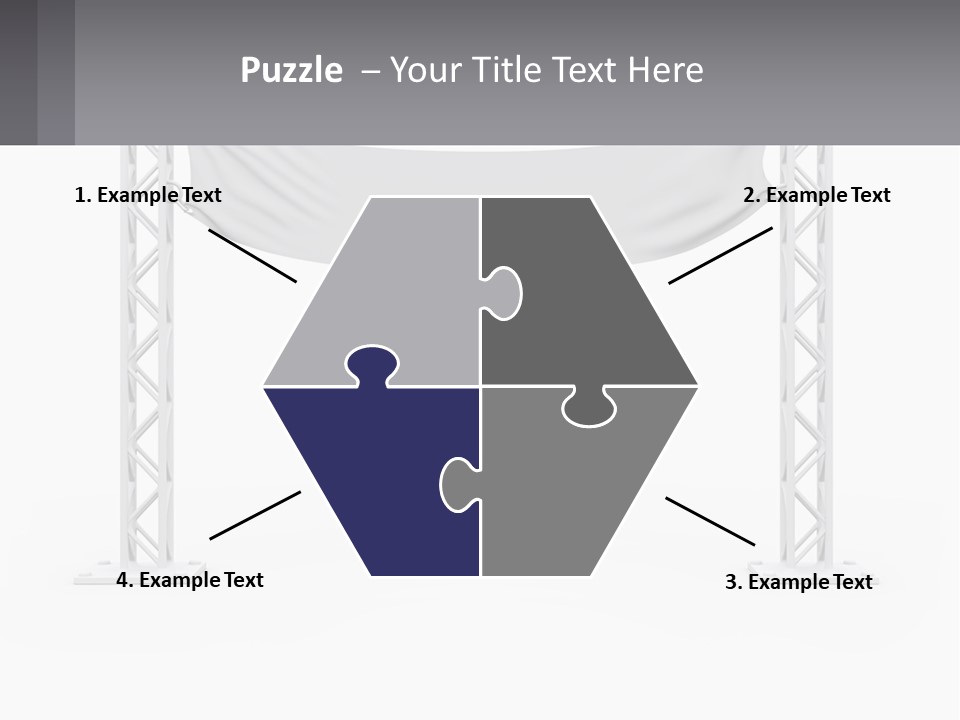 A White Stage With A Gray Banner On It PowerPoint Template